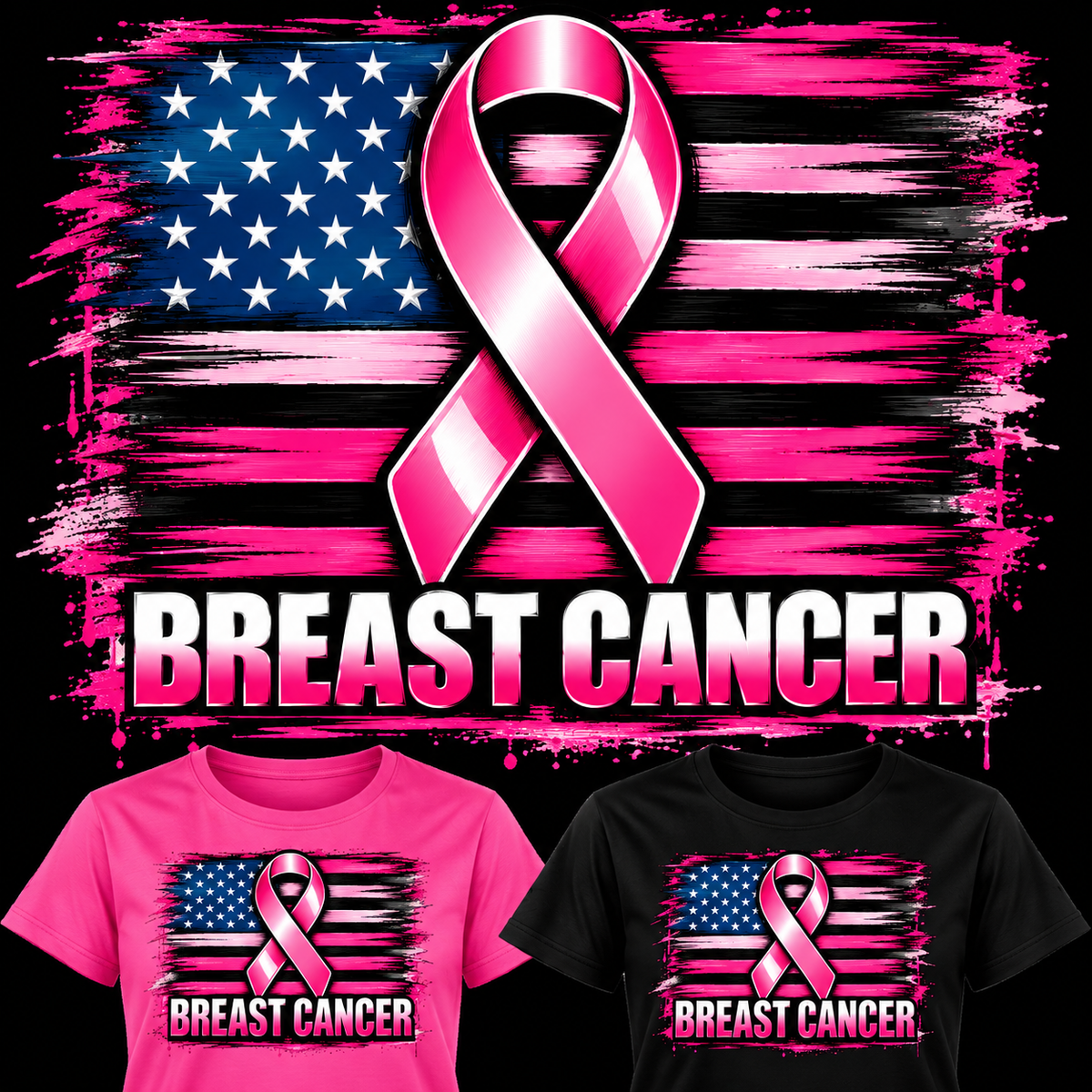 Pink Flag Breast Cancer T-Shirt