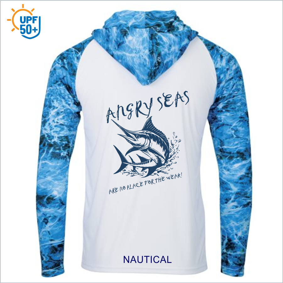Angry Seas Men's Biloxi Performance Color Blocked Hooded Long Sleeve T-Shirt 241