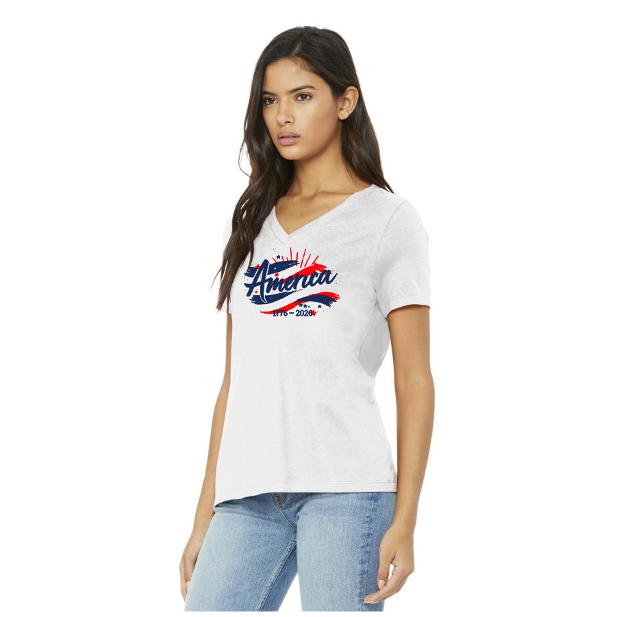 Ladies Bella America V-Neck