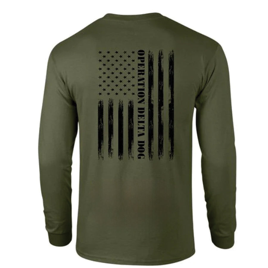 Operation Delta Dog Distressed Flag Long Sleeve T-Shirt