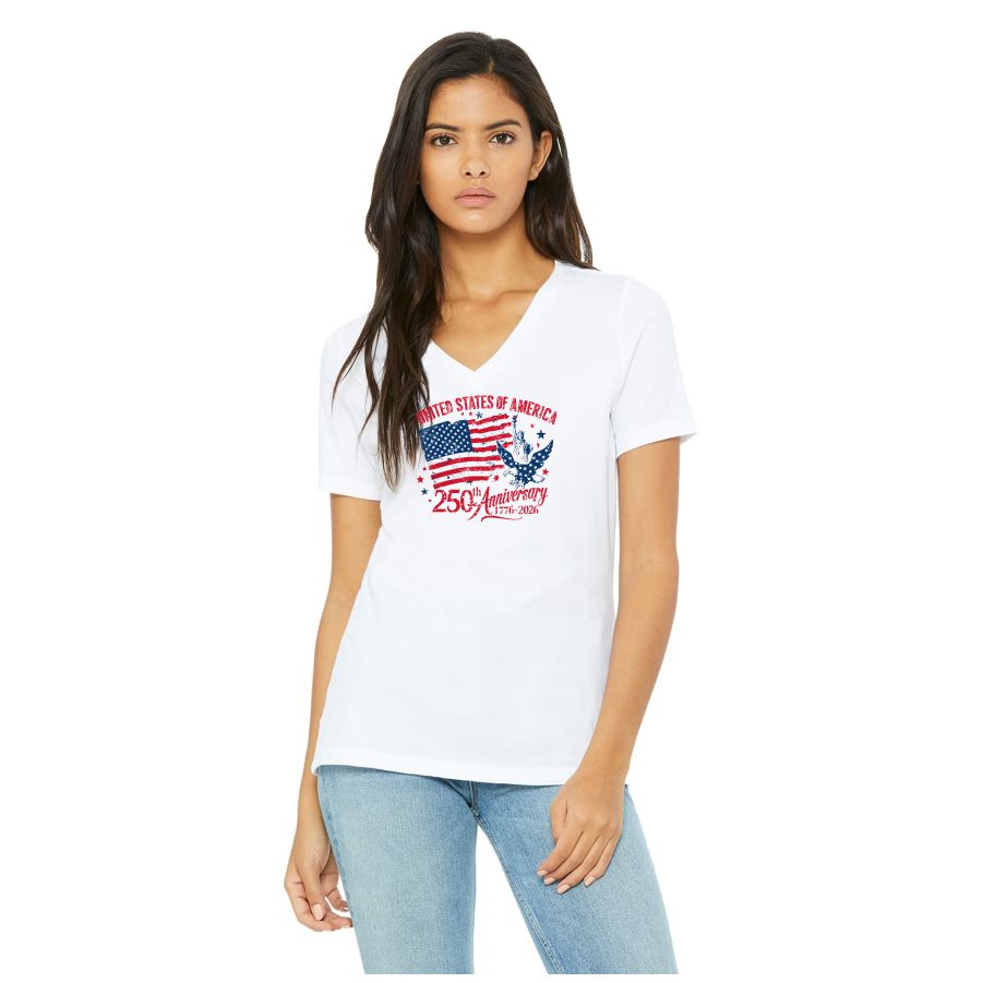 Ladies Bella USA Eagle V-Neck