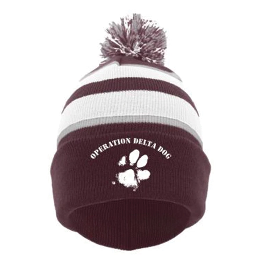 Operation Delta Dog OPDD Knit Fold Over Pom Pom Beanie 641K
