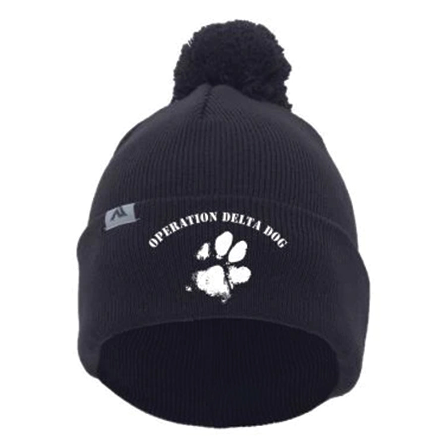 Operation Delta Dog OPDD Knit Fold Over Pom Pom Beanie 641K