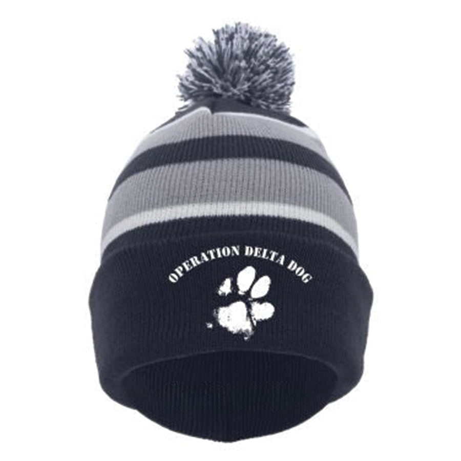 Operation Delta Dog OPDD Knit Fold Over Pom Pom Beanie 641K