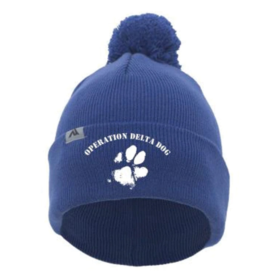 Operation Delta Dog OPDD Knit Fold Over Pom Pom Beanie 641K