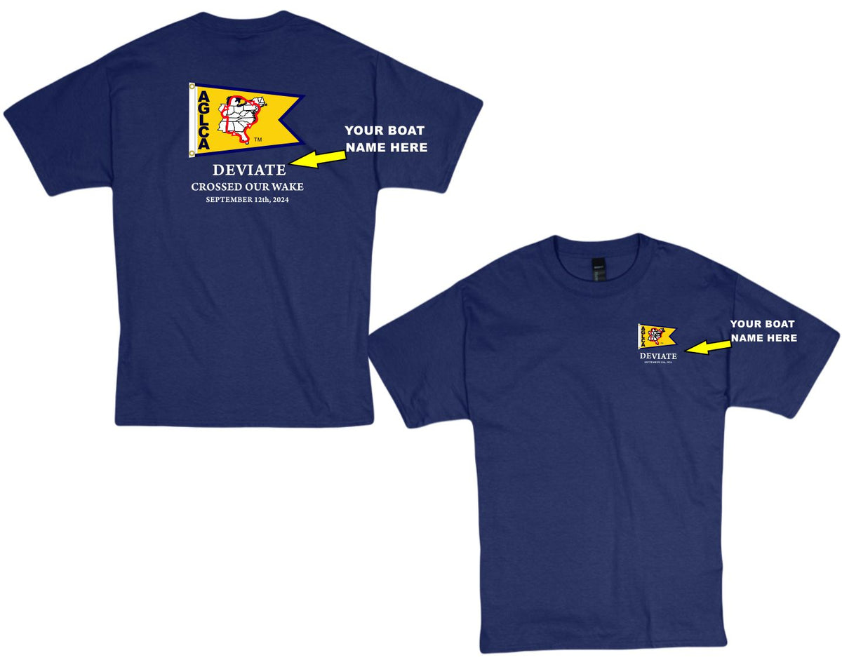 AGLCA PERSONALIZED Crossed Our Wake T-Shirts (Burgee Logo)